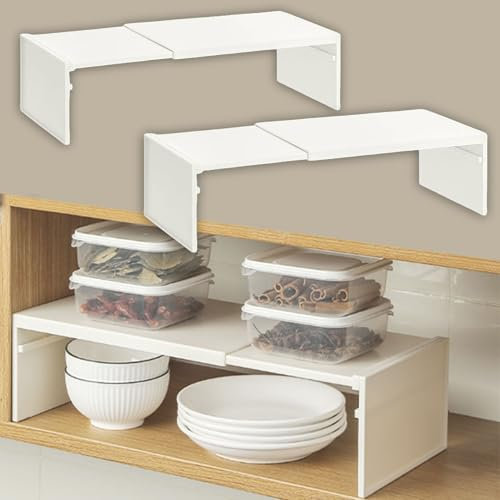 FGXY 2pcs Porta Piatti, Porta Stoviglie Allungabile, Mensole da Cucina Per Armadietto, Scaffale Organizer da Cucina, Rack di Risparmiare Spazio, Su Qualsiasi, Superficie Orizzontale