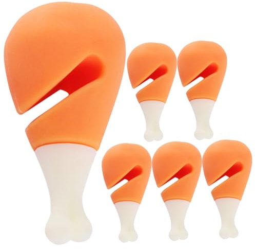 Holibanna Silicone Spill-proof Lifters Pot Lid Boil Stoppers Cartoon Chicken Leg Design Kitchen Spill Stoppers Practical Decorative Lid Lifters 6pcs Set for Home Cooking