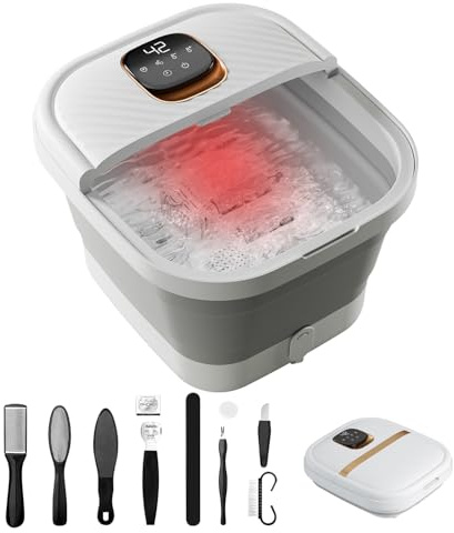 Collapsible Foot Bath Foot Spa Massager with Heater Bubbles Vibration Auto Portable Foldable Foot Spa for Home Use and Relaxation LCD Display - 12 Temperature Levels, Timer & Pedicure Set