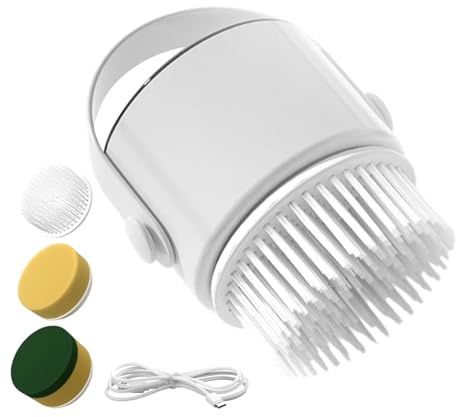 Pulitore elettrico per doccia | 1200 mAh Batteria ricaricabile con testine sostituibili – Pulitore automatico potente ad uso intensivo con 3 testine sostituibili | Per pavimenti doccia piastrelle WC