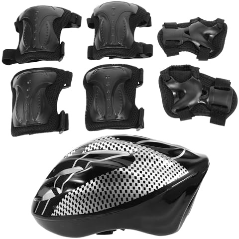 Mikinona - Juego de protectores para adulto, monopatín y patines, color negro, coderas y rodilleras ajustables, equipo de protección para patinaje y patinete