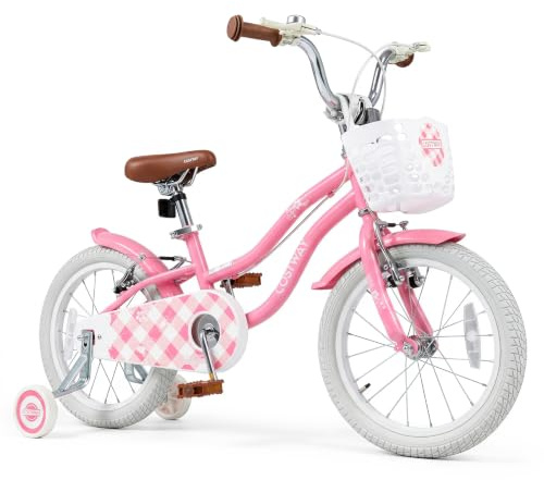 COSTWAY Kids Bike, Children's Training Bicycle (Rose, 16 Inch)