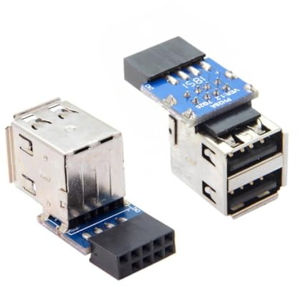 CY - Adaptador de cabecera doble USB 2.0 hembra a placa base de 9 pines/10 pines, tipo vertical