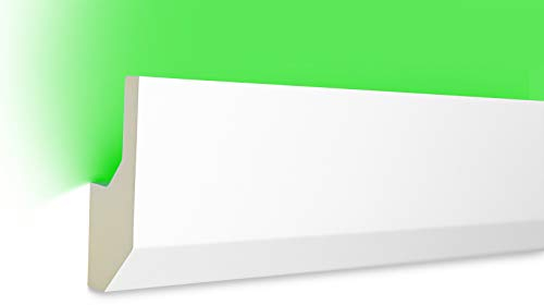 HEXIM LED Stuckleisten aus PU - Indirekte Beleuchtung mit modernen Deckenleisten, lichtundurchlässig, leicht und schlagzäh - (2 Meter LED-7 80x33mm) Zierprofil, Stuck, Deckenbeleuchtung