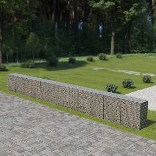 Mesh Wire Wall Panel with Garden Stone Wire Basket Fencing Patio Decorative Fence for Outdoor Landscape Lawn Gabion Wall with Covers Galvanized Steel 354x19.7x39.4