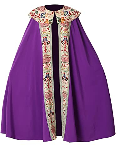 BLESSUME Église Catholique Chape Prêtre Costume imprimé de la Cape du clergé (Violet,L)