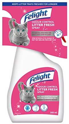 Felight Odour Control Litter Freshner Spray - Gentle Baby Powder Scent, Fast and Effective Odour Elimination, Clean and Hygienic Litter Trays | Made in the UK (300ml)
