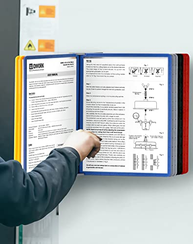 QWORK® Wand Sichttafelsystem - 10X Sichttafeln A4 - Mehrfarbig Dokumentenhalter für Messehallen, Restaurants, Büros, öffentliche Plätze