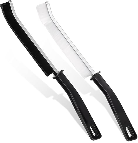 2pcs Gap Cleaning Brush, Hard Bristle Crevice Cleaning Brush Tool Reusable Cleaner Scrub Brush Multifunctional Bristled Cleaning Brush for Household Kitchen Bathroom Cleaning (Black & White)