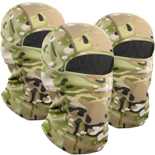 WTACTFUL Set med 3 motorcykel- och skidbalaclava, cykelmask för män och kvinnor, vinter, sommar, kamouflage