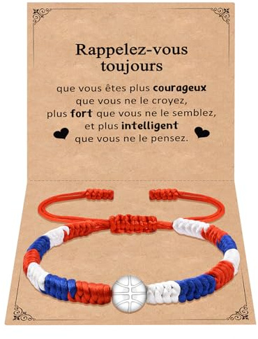 CheersLife Bracelet de Basketball Pour Garçon Fille - Cadeau Fait À La Main Pour Joueurs, Décoratif Jeux de Paris, Inspirant Pour Femmes Hommes Joueurs D'Équipe De Sport