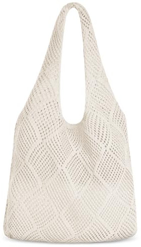 Aucuu Strandtasche Damen, gehäkelte Mesh Strand Tote Bag, Damen Gestrickte Umhängetasche, Häkeltasche für den Sommer, Beach Bags For Women, Groß Umhängetasche für Urlaub Reisen Strand Sommer
