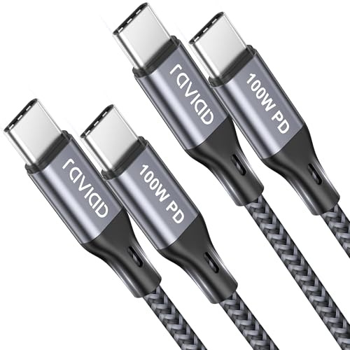 RAVIAD 100W USB C Kabel 2M 2Stück, PD Schnellladekabel USB C auf USB C, Nylon Geflochten USB C Ladekabel für iPhone 17 17e 16 16e 15 Pro Max, iPhone Air, Samsung Galaxy S26 S25, MacBook Air, Pad Pro