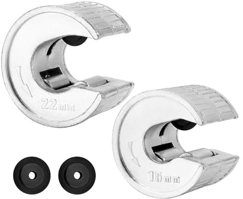 Pipe Cutter Set for Copper Pipes 15mm & 22mm – Heavy Duty Zinc Alloy with Replacement Wheels
