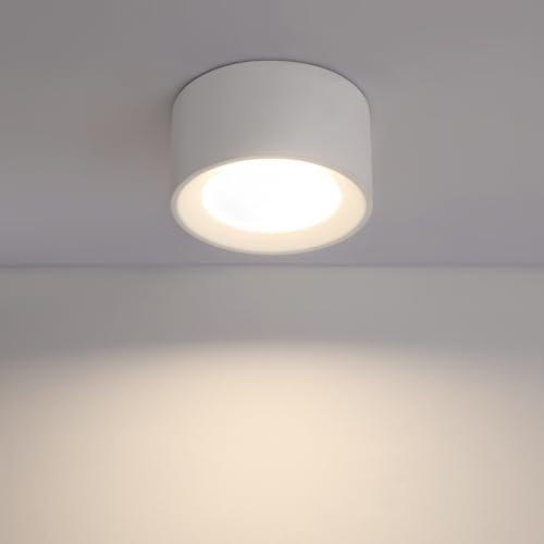 ZMH Aufbauspot rund Aufbaustrahler weiß: Aufbauleuchte GX53 Deckenspots flach Spots Deckenleuchte Aufputz aus Gips Modern klein Deckenlampe Max.10W für Wohnzimmer Esszimmer - Ohne Leuchtmittel
