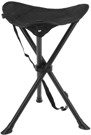 SPYMINNPOO Klappbarer Stativ Hocker, Anti-Rutsch-tragbarer Faltbarer Stuhl mit PVC-wasserdichter Beschichtung, belaubt bis 200kg, multifunktioneller Hocker f¨¹r Camping, Angeln, Picknics (Black)