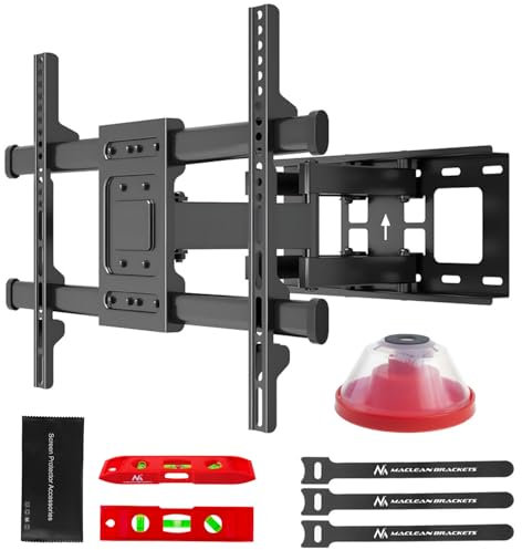 Maclean Support mural pour téléviseur de 32 à 85 | Inclinable et pivotant | Charge maximale : 60 kg | Distance au mur : 65 à 390 mm | VESA 200 x 100 - 600 x 400 mm | Pour OLED QLED LCD | Avec niveau