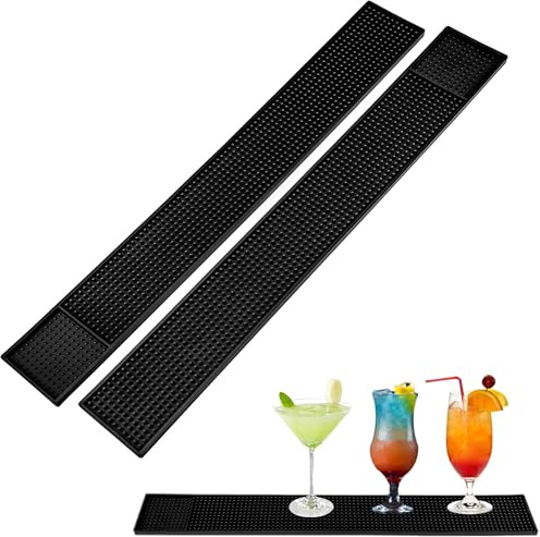 2Pcs Bar Mats for Countertop - Bar Mats for Bartending for Home Bar - 60 x 8cm Non-Slip Rubber Coffee Mat, Service Spill Mat, Bartender Accessories