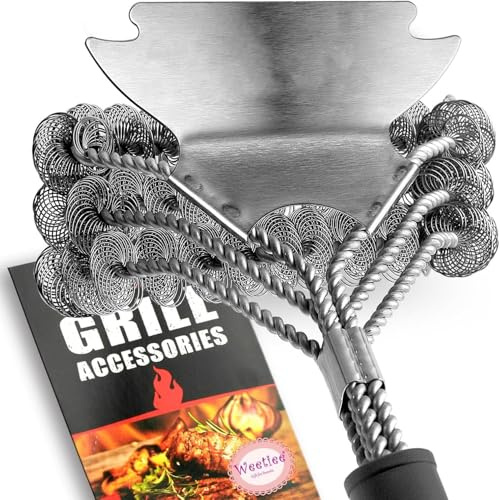 DailyAdorn Cepillo de limpieza para barbacoa, cepillo de limpieza de acero inoxidable, cepillo seguro para barbacoa, 43 cm, limpiador de parrilla de acero inoxidable, accesorio seguro para barbacoas