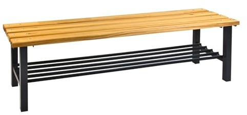 Abrollwerk Umkleidebank 150x40x42 cm – Sitzbank mit Schuhrost – Massives Buchenholz & Stahlgestell – Robuste Garderobenbank für Sport, Fitness, Schule & Betrieb – Turnbank Sozialraumbank