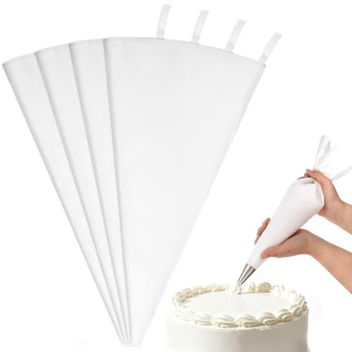 Apojgitn 4 mangas pasteleras profesionales reutilizables de 40 cm para decoración de tartas, bolsas de algodón para glaseado, tartas, galletas, decoración