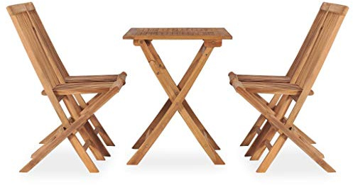 pokgdf Gruppo da pranzo pieghevole in teak da giardino, 5 pezzi