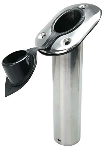 FreeTec 30 Grad Rutenhalter Edelstahl Bootsrutenhalter Boot Rutenständer mit Deckel und montieren Schrauben (1pcs)