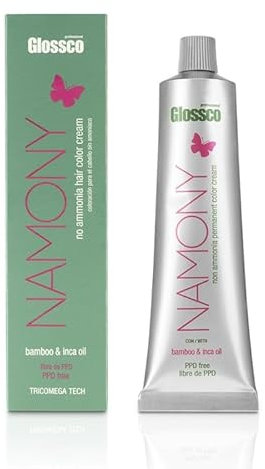 GLOSSCO PROFESSIONAL - Tinte sin Amoniaco Namony 7.72 Mokka Medio, 100 ml, Bamboo y Aceite de Inca, Color Intenso y Natural, Cabello Hidratado, Cubre 100% Canas, Suavidad y Brillo
