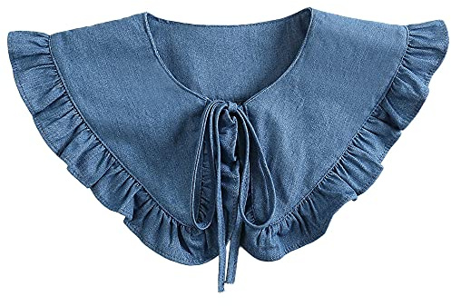 LoudSung Fake Collar Detachable Half Shirt Blouse Denim Shawl Elegant Classic Design for Women Girls
