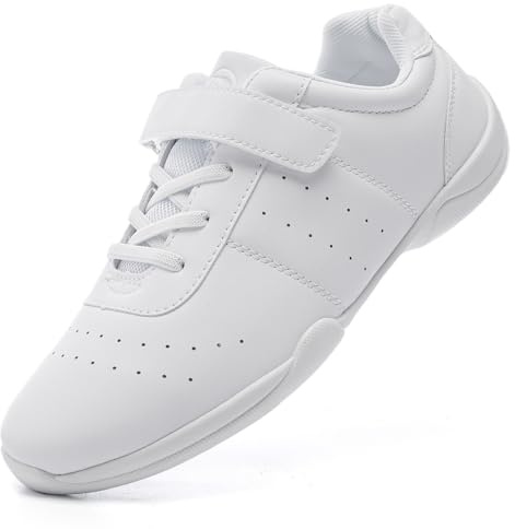 DADAWEN Youth Girls Cheer Shoes Gym Sport Aerobics Cheerleading Training Shoes White New 5 UK