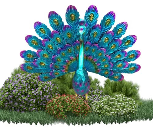 Rachlicy Ornamenti da giardino statue da esterno Statue di pavone sculture in metallo decorazione arte per uccelli per cortile prato