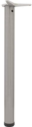 camar Tischfuß verstellbar 700-730mm rund ø 80mm, Metall Tischbein höhenverstellbar, Stahl Edelstahl-Effekt