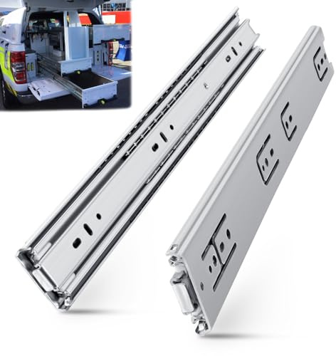 SLIDEWAY 200 Lbs Heavy Duty Drawer Slides 1 Pair 8 10 12 14 16 18 20 22 30 32 40 Inch Full Extension Ball Bearing Sliding Rails Cabinet Runners Tracks Tool Box Glides-16