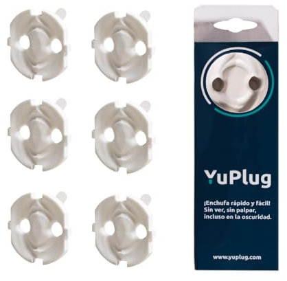 YuPlug® [6 Uds] Adaptador Schuko Fácil Enchufe - Similar Protectores de Enchufes – Instalación Rápida – Compatible con Schuko, Regletas y Enchufes Ocultos – Conexión Segura – Ideal Familias y Oficinas