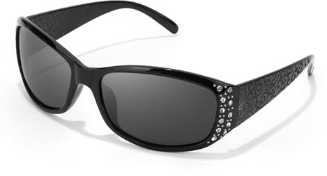 LVIOE Womens Sunglasses Polarized with Wraparound Frame, Rhinestone Wave Pattern Design, Suit for Sports Driving Everyday Wear