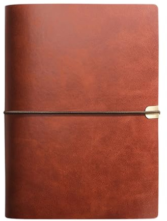 Agenda Cuir Rechargeable, Carnet de Notes Cuir à Spirales, Portabl Journal de Voyage en Cuirs, Carnet de Notes A5 Vintage, Journal Intime en Cuirs Vierge, pour Fille Garçon Ami Proche, 23x17cm, Brun