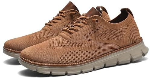 Shoes Oxford para Hombre con Cordones, Ligeros, Informales, cómodos, Zapatos para Caminar, Urban, Zapatillas de Deporte de Malla para Hombre, Zapatos de Negocios (Color Naranja,43)