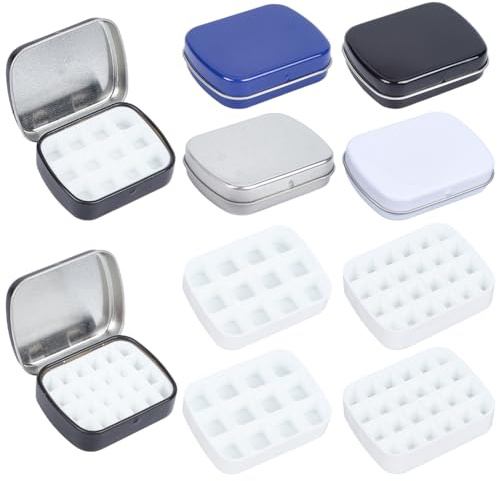 SOFPLATE 4 Juego de 4 Cajas de Lata para Guardar Acuarelas de Viaje de Plástico Vacías con 12 o 24 Compartimentos para Mezclar de Bolsillo para Artistas Y Bocetos Al Aire Libre.