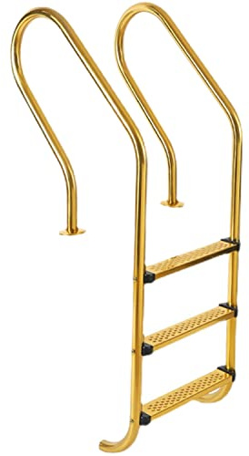 Échelle de Piscine en Acier Inoxydable, rampes de Bain dorées, marches antidérapantes, pour Spa creusé, 4 marches (3 marches) (3 marches)