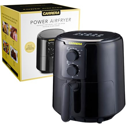 CARRERA Friggitrice ad aria calda [capacità 4,2 l] friggitrice ad aria calda piccola – Aircooker piccolo – mini aircooker – friggitrice elettrica ad aria calda – 1300 W