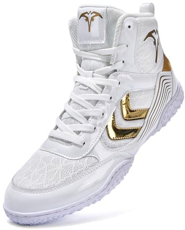 BLBK Chaussures de boxe, pour homme, respirantes, chaussures de boxe, chaussures de boxe, chaussures de boxe, platine, 43 EU