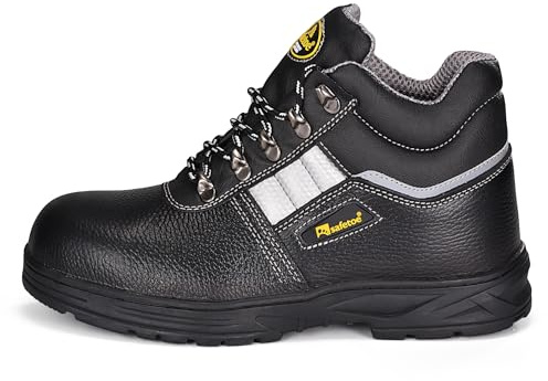 SAFETOE Botas de Seguridad para Hombres Modelo 8027RB - Punta de Acero, Resistentes a Deslizamientos/Aceite, ESD, Impermeables y Transpirables de Cuero S3 SR FO HRO