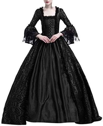 Medieval Renaissance Costumes for Women,Elegant Traditional Costume Vintage Lace Velvet Gothic Irish Victorian Princess Long Swing Dress With Corset Palace Outfit Halloween Party Fancy Dress Costume