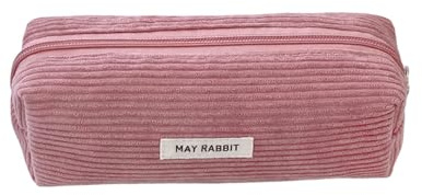 Générique Trousse à Crayons en Velours côtelé de Couleur Unie May Rabbit pour étudiants du secondaire et de la littérature, Grande capacité (B, 19X7CM)