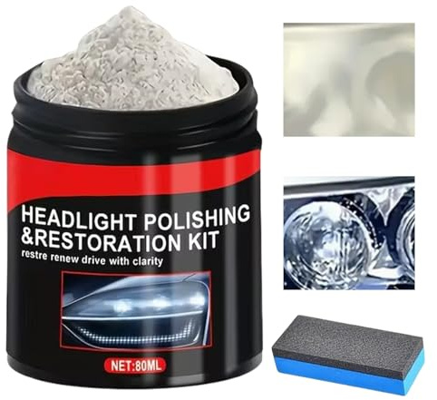 Kit Ripristino Fari - Kit Ripristino Fari, Detergente Per Auto, Polvere Antigraffio Per Vetri Da 80 Ml Per Veicoli Camion SUV Parabrezza Casa Cucina Bagno Finestra