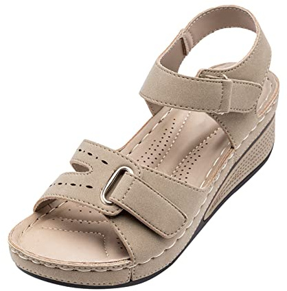Women's Roman Summer Wedge Sandals – Comfort Sandal Women's Chic Shoes Open Toe Bare Feet Platform Sandalette Breathable Shoe Casual Orthopedic Nude Feet Slip On Sandalette