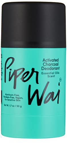 PiperWai Natural, Organic, Vegan, Non-Toxic, Cruelty-Free Aluminum-Free Charcoal Deodorant Stick (2.7 oz), Odor-Absorbing and Wetness Fighting, Coconut Oil, Gender-Neutral (As Seen on Shark Tank)