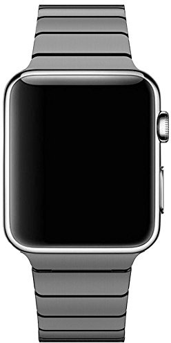 CoverKingz Länkarmband kompatibelt med Apple Watch-armband 42 mm/44 mm/45 mm/49 mm – ersättningsarmband i metall rostfritt stål för Series Ultra 2/Ultra/10/9/8/7/6/SE/5/4/3 – svart, Rostfritt stål