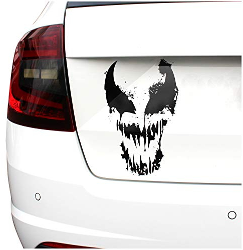 Skull Alien Monster Aufkleber Sticker Auto Boot Motorrad Caravan Dekor K078 (Schwarz Matt, 28x18cm)