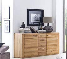 Beauty.Scouts Sideboard Anabell Board Kernbuche 161x85x47cm Vitrine Schrank Highboard Stauraumschrank Kommode Beistellschrank Anrichte Schubkästen Türen